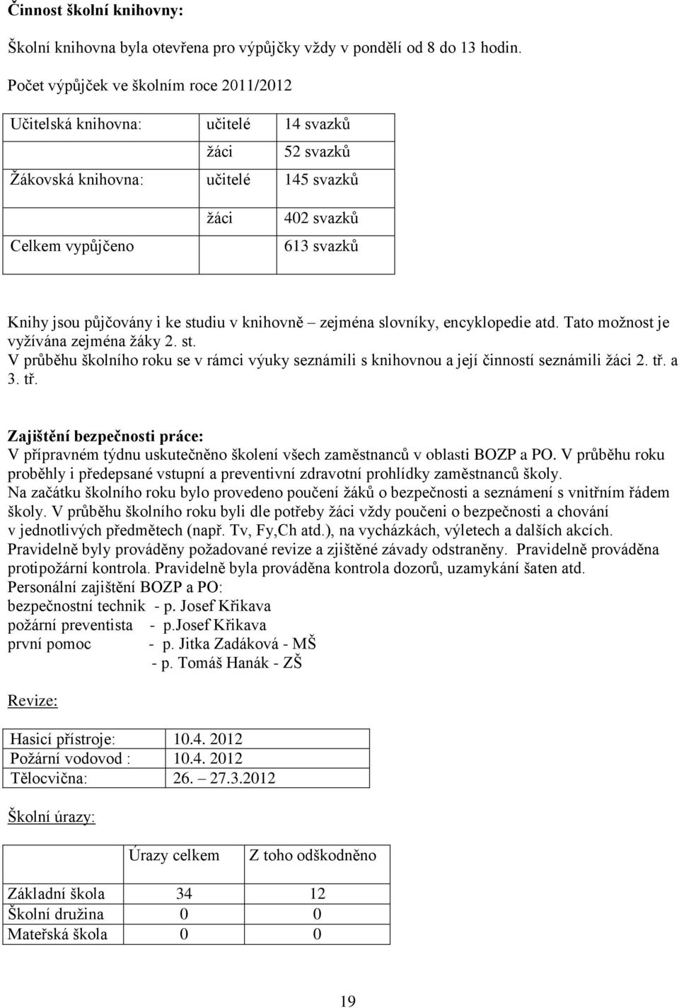 ke studiu v knihovně zejména slovníky, encyklopedie atd. Tato možnost je vyžívána zejména žáky 2. st. V průběhu školního roku se v rámci výuky seznámili s knihovnou a její činností seznámili žáci 2.