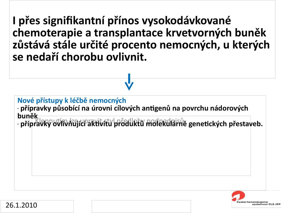 Nové přístupy k léčbě nemocných přípravky působící na úrovni cílových antgenů na povrchu