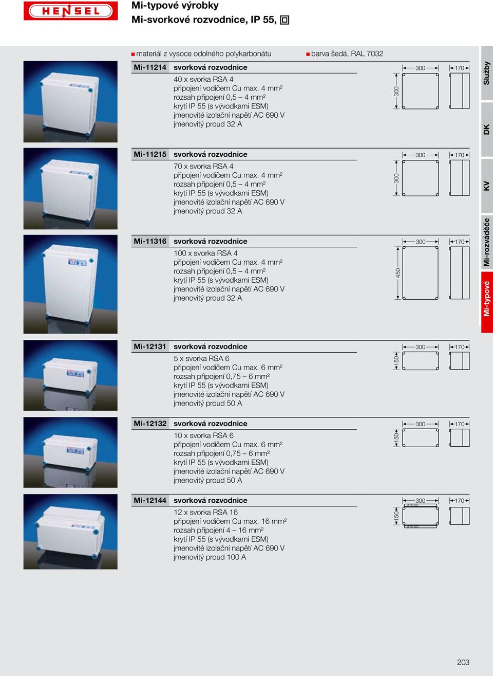 4 mm² rozsah připojení 0,5 4 mm² krytí IP 55 (s vývodkami ESM) jmenovité izolační napětí AC 690 V jmenovitý proud 32 A Mi-11316 svorková rozvodnice 100 x svorka RSA 4 připojení vodičem Cu max.