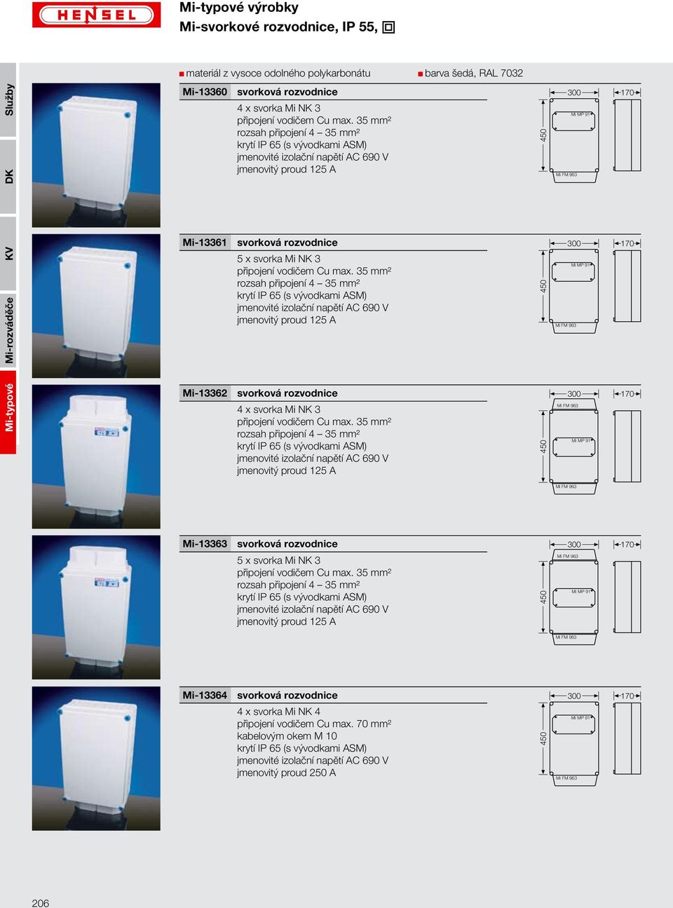 35 mm² rozsah připojení 4 35 mm² krytí IP 65 (s vývodkami ASM) jmenovité izolační napětí AC 690 V jmenovitý proud 125 A Mi-13362 svorková rozvodnice 4 x svorka Mi NK 3 připojení vodičem Cu max.