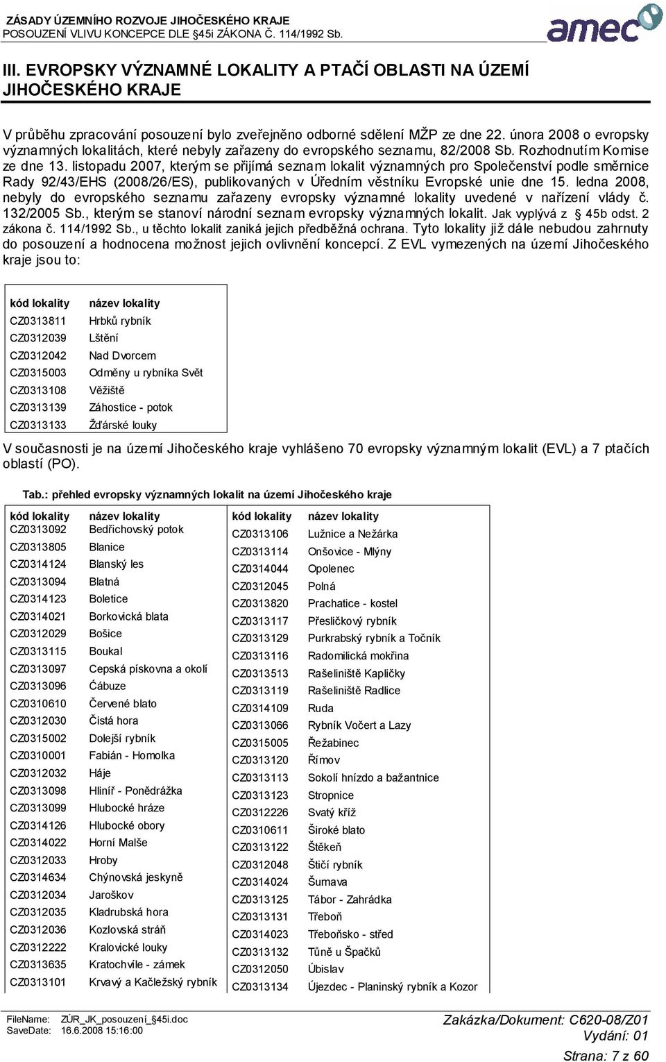 listopadu 2007, kterým se přijímá seznam lokalit významných pro Společenství podle směrnice Rady 92/43/EHS (2008/26/ES), publikovaných v Úředním věstníku Evropské unie dne 15.