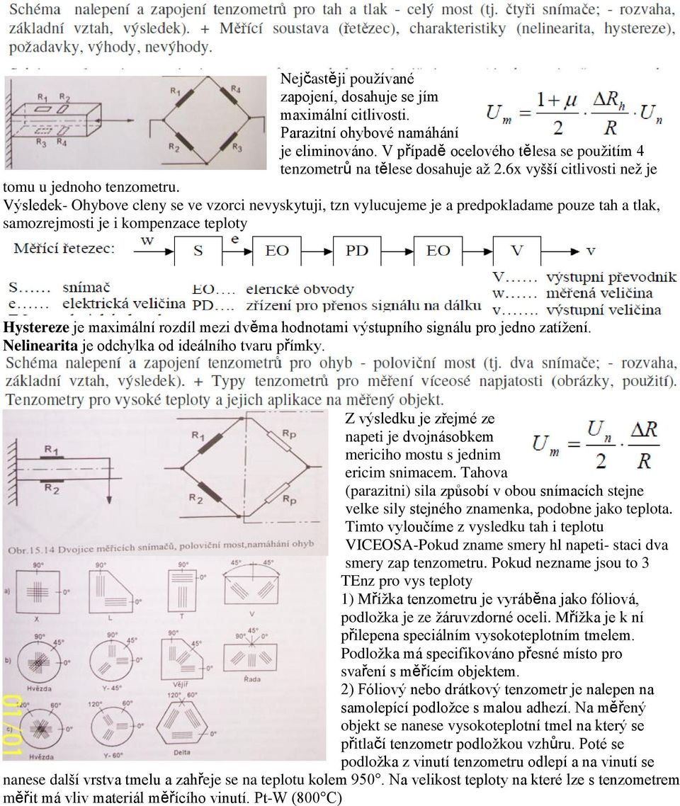 Výsledek- Ohybove cleny se ve vzorci nevyskytuji, tzn vylucujeme je a predpokladame pouze tah a tlak, samozrejmosti je i kompenzace teploty Hystereze je maximální rozdíl mezi dvěma hodnotami