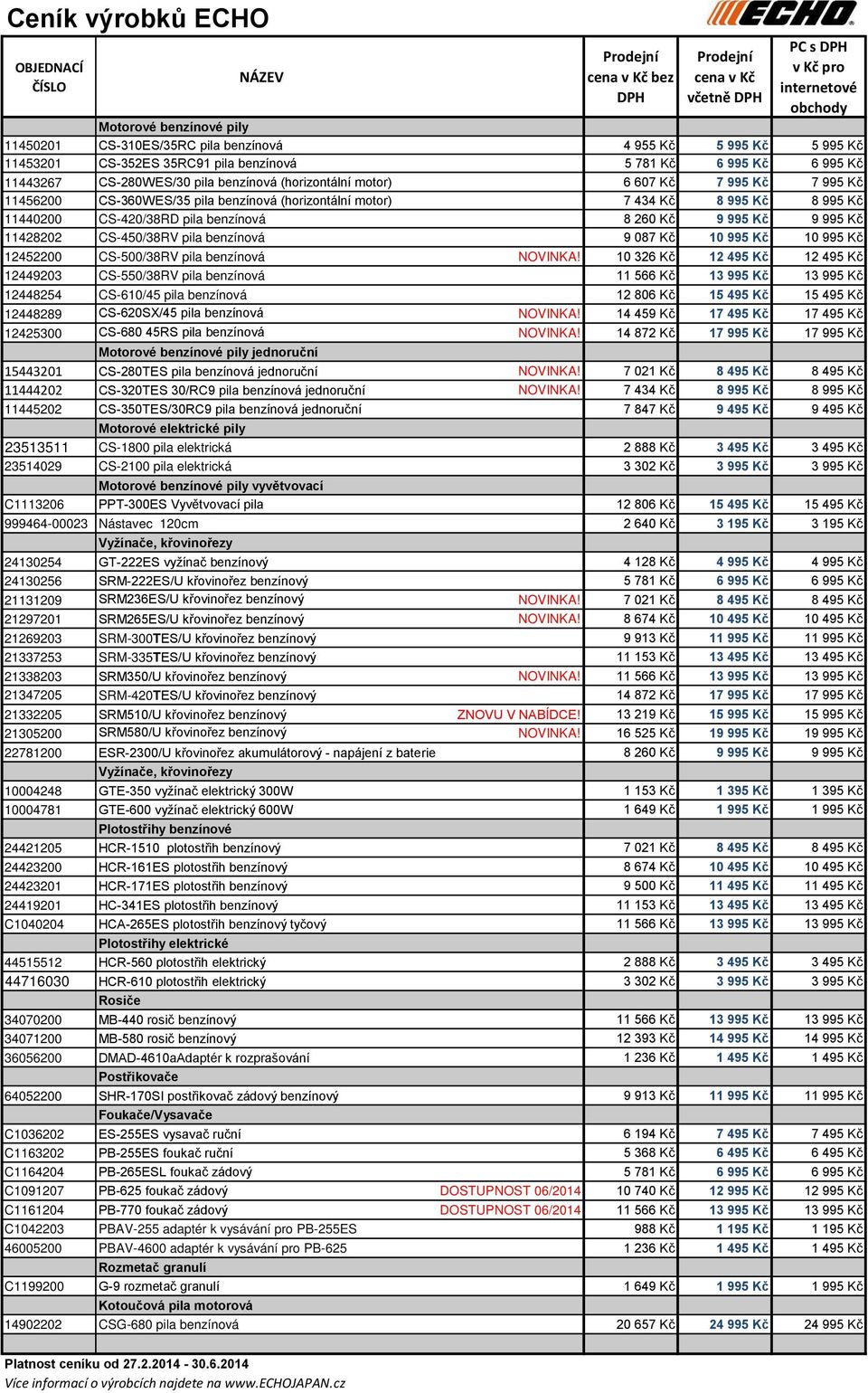 Kč 8 995 Kč 8 995 Kč 11440200 CS-420/38RD pila benzínová 8 260 Kč 9 995 Kč 9 995 Kč 11428202 CS-450/38RV pila benzínová 9 087 Kč 10 995 Kč 10 995 Kč 12452200 CS-500/38RV pila benzínová NOVINKA!