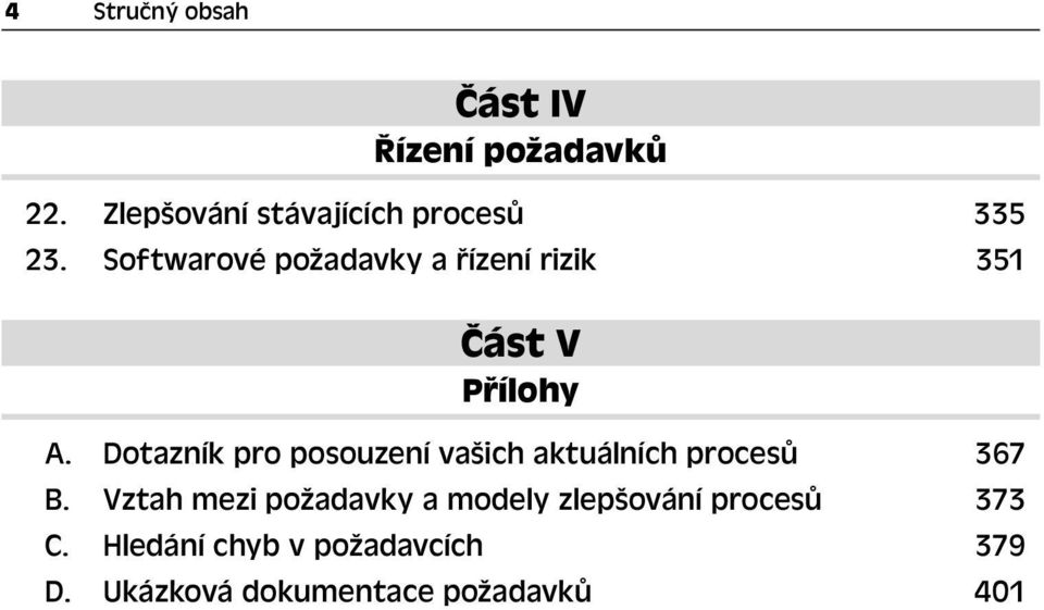 Softwarové požadavky a řízení rizik 351 Část V Přílohy A.