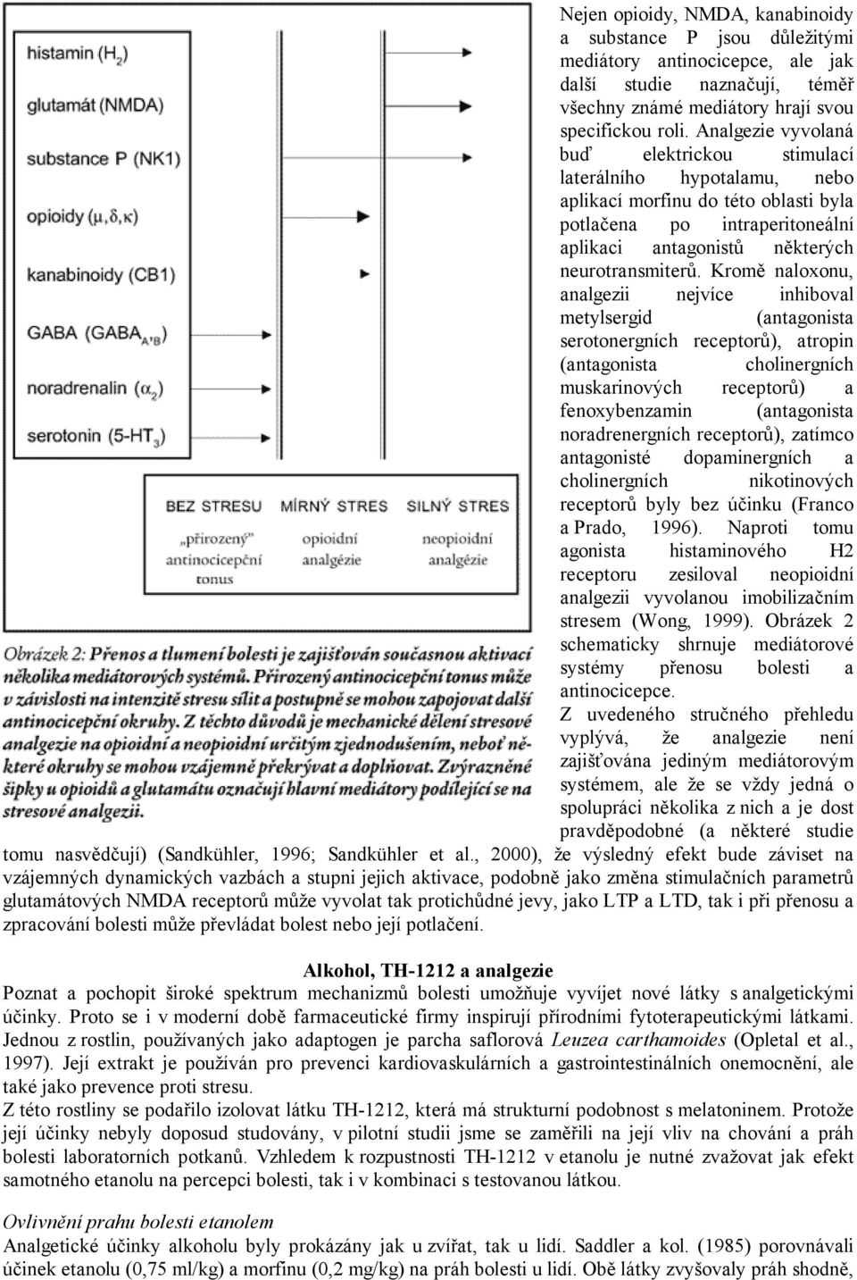 Kromě naloxonu, analgezii nejvíce inhiboval metylsergid (antagonista serotonergních receptorů), atropin (antagonista cholinergních muskarinových receptorů) a fenoxybenzamin (antagonista