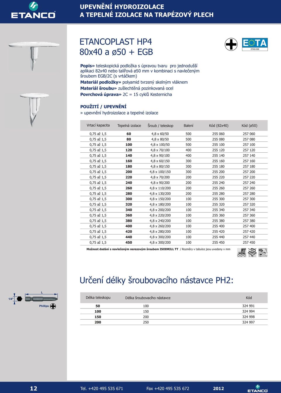 hydroizolace a tepelné izolace Vrtací kapacita Tepelná izolace Šroub / teleskop Balení Kód (82x40) Kód (ø) 0,7 až, 0,7 až, 0,7 až, 0,7 až, 0,7 až, 0,7 až, 0,7 až, 0,7 až, 0,7 až, 0,7 až, 0,7 až, 0,7