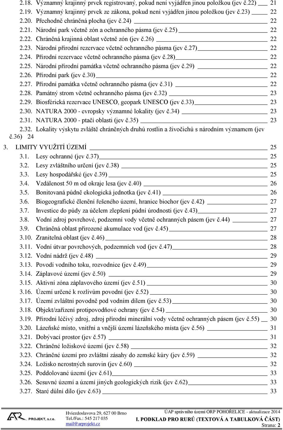 Národní přírodní rezervace včetně ochranného pásma (jev č.27) 22 2.24. Přírodní rezervace včetně ochranného pásma (jev č.28) 22 2.25. Národní přírodní památka včetně ochranného pásma (jev č.29) 22 2.