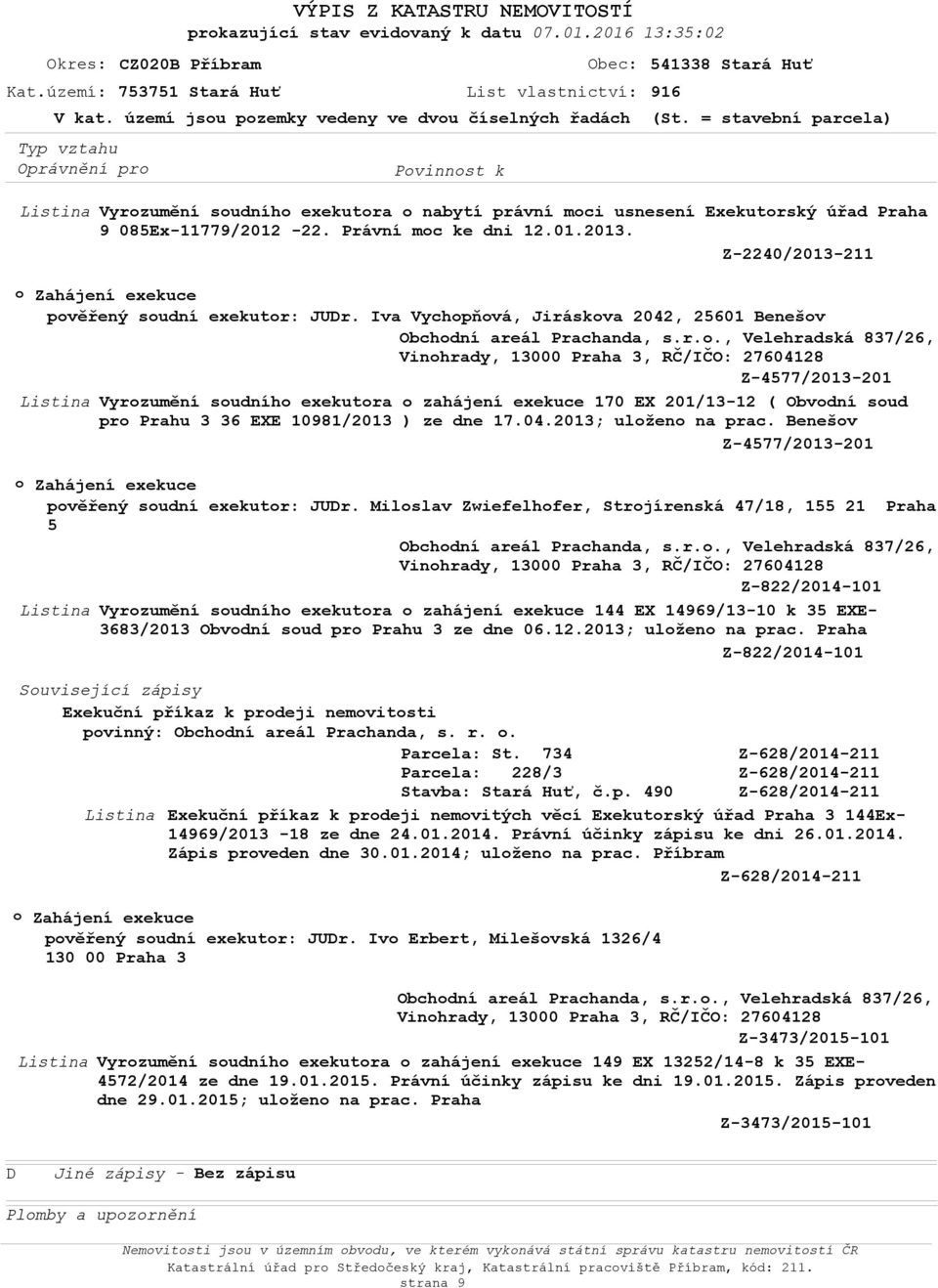 Z-2240/2013-211 Zahájení exekuce pvěřený sudní exekutr: