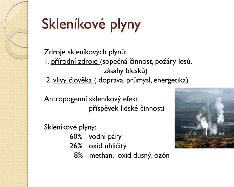 vlivy člověka ( doprava, průmysl, energetika) Antropogenní skleníkový