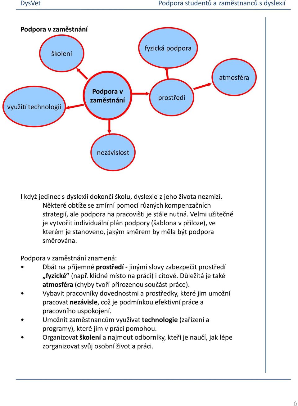 Velmi užitečné je vytvořit individuální plán podpory (šablona v příloze), ve kterém je stanoveno, jakým směrem by měla být podpora směrována.