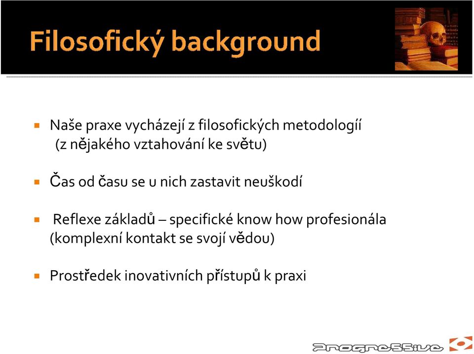 Reflexe základů specifickéknow how profesionála (komplexní