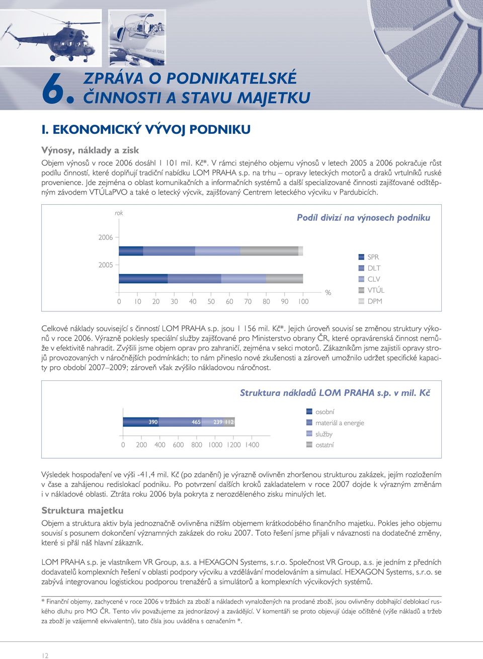 Jde zejména o oblast komunikačních a informačních systémů a další specializované činnosti zajiš ované odštěpným závodem VTÚLaPVO a také o letecký výcvik, zajiš ovaný Centrem leteckého výcviku v