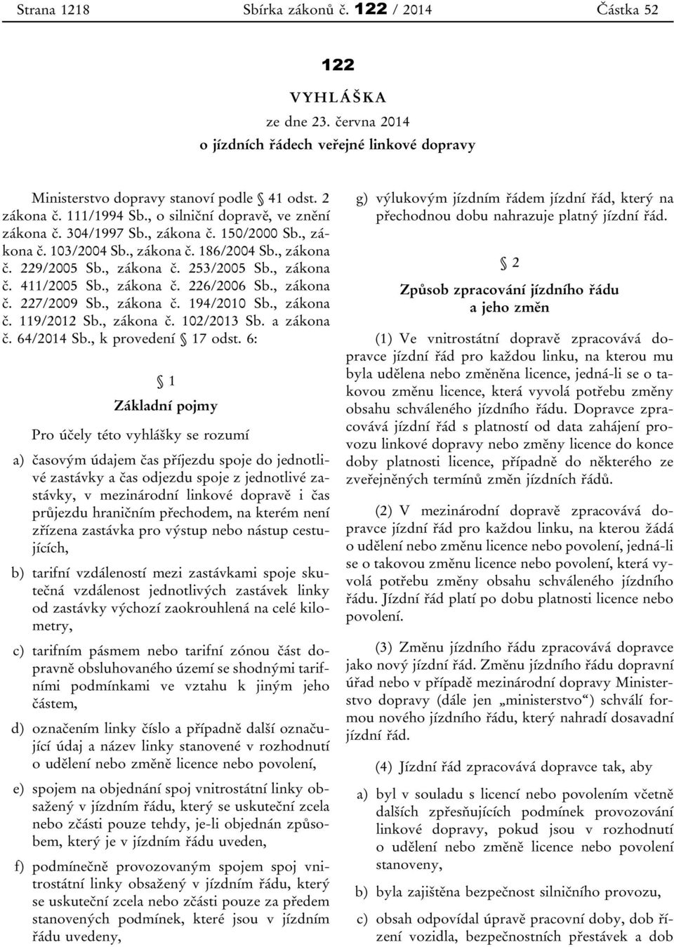 , zákona č. 226/2006 Sb., zákona č. 227/2009 Sb., zákona č. 194/2010 Sb., zákona č. 119/2012 Sb., zákona č. 102/2013 Sb. a zákona č. 64/2014 Sb., k provedení 17 odst.