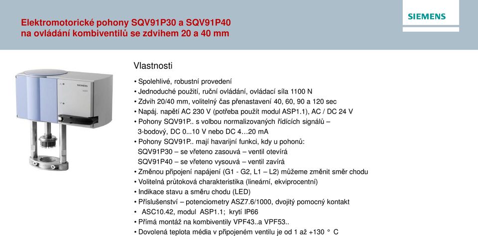 ..10 V nebo DC 4 20 ma Pohony SQV91P.