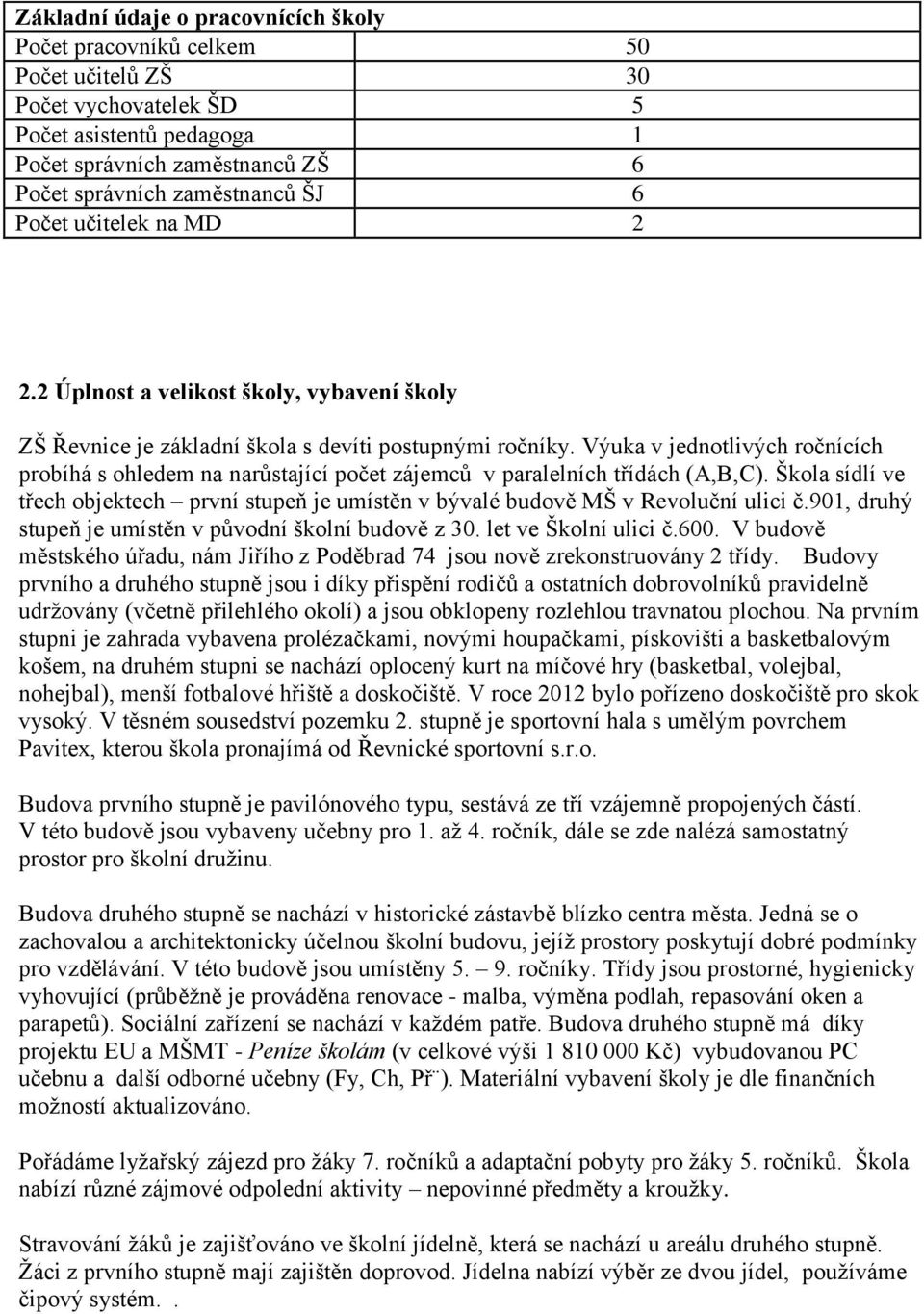 Výuka v jednotlivých ročnících probíhá s ohledem na narůstající počet zájemců v paralelních třídách (A,B,C).