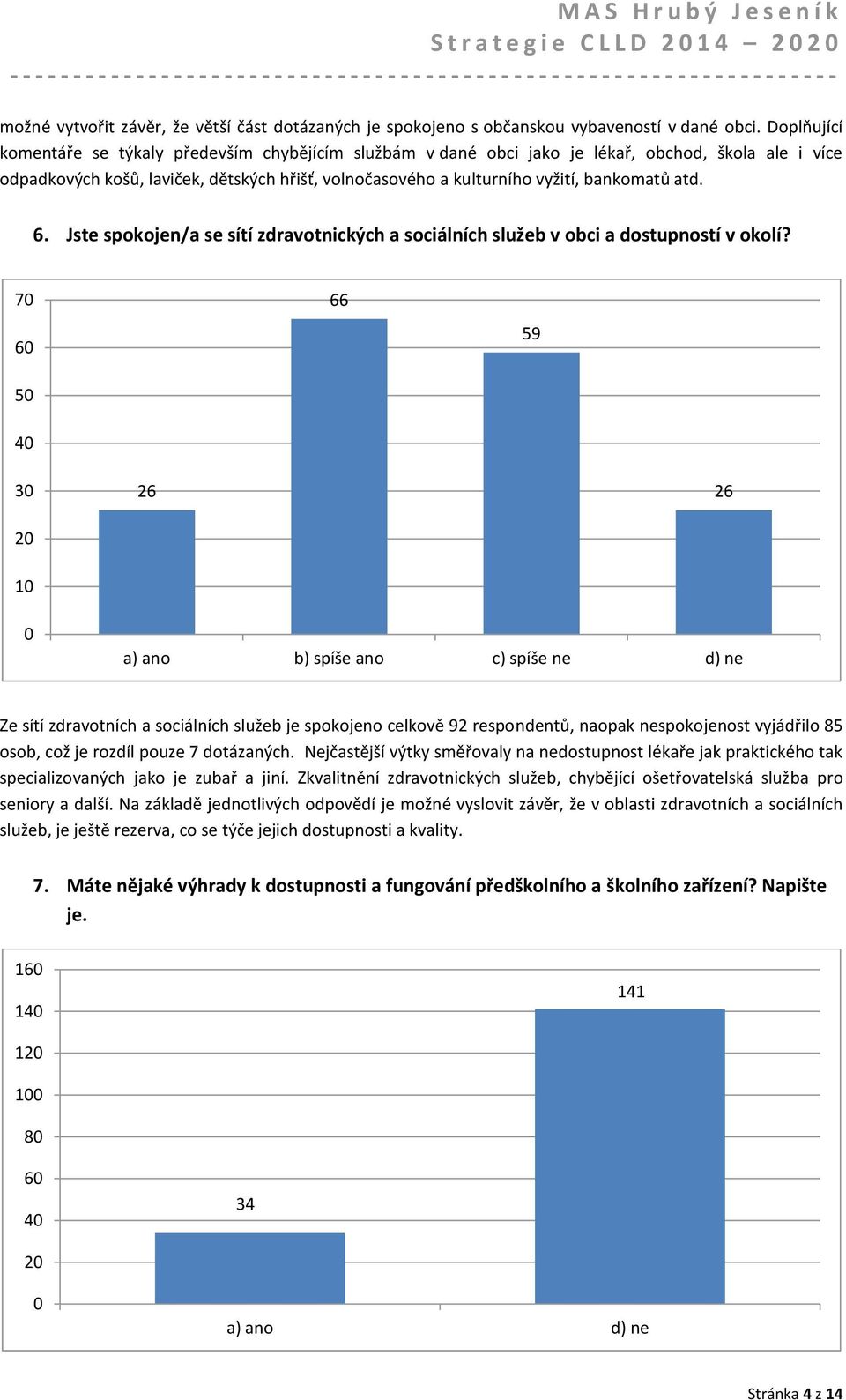 atd. 6. Jste spokojen/a se sítí zdravotnických a sociálních služeb v obci a dostupností v okolí?
