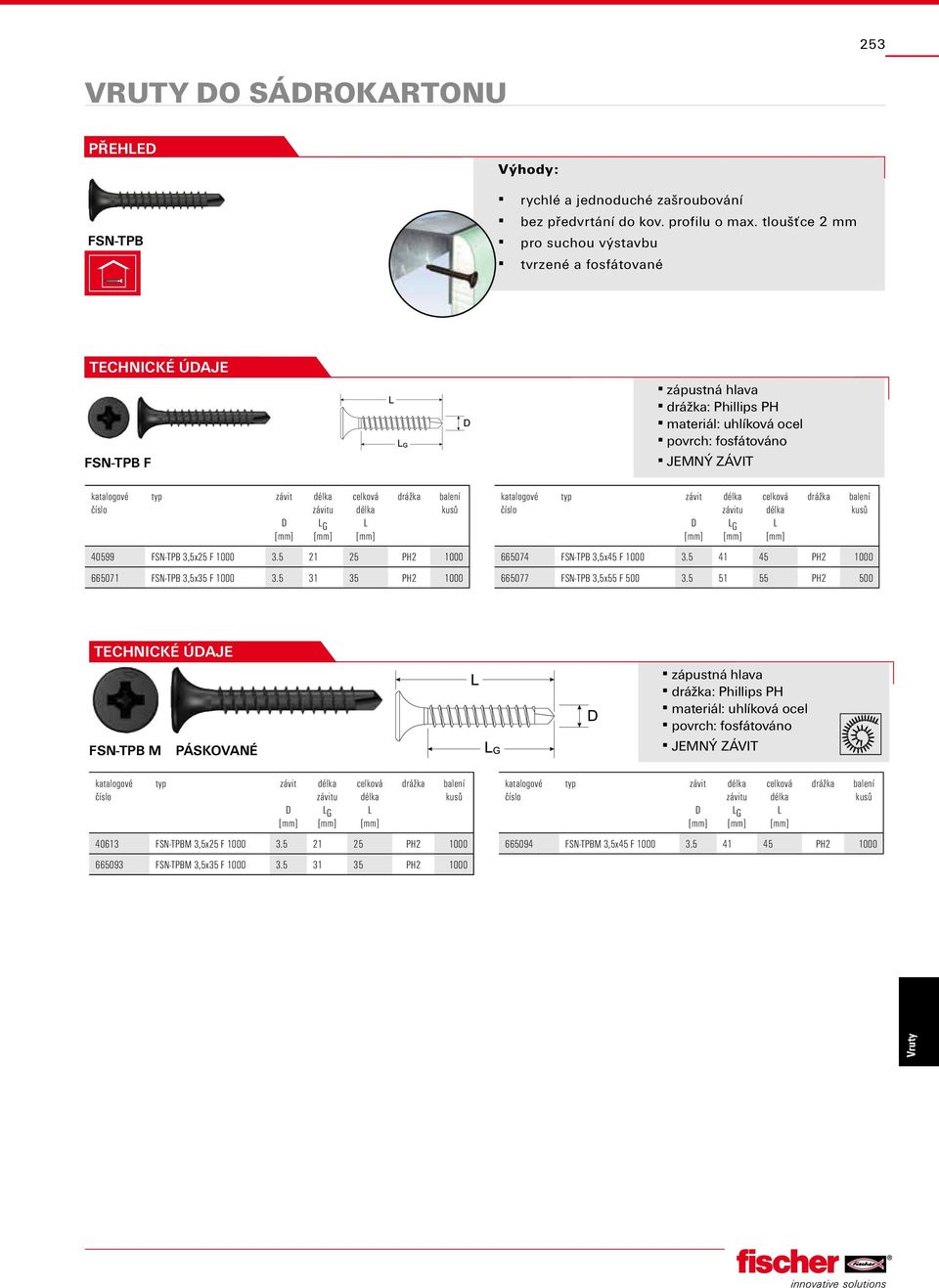 5 21 25 PH2 1000 665071 FSN-TPB 3,5x35 F 1000 3.5 31 35 PH2 1000 u G 665074 FSN-TPB 3,5x45 F 1000 3.5 41 45 PH2 1000 665077 FSN-TPB 3,5x55 F 500 3.