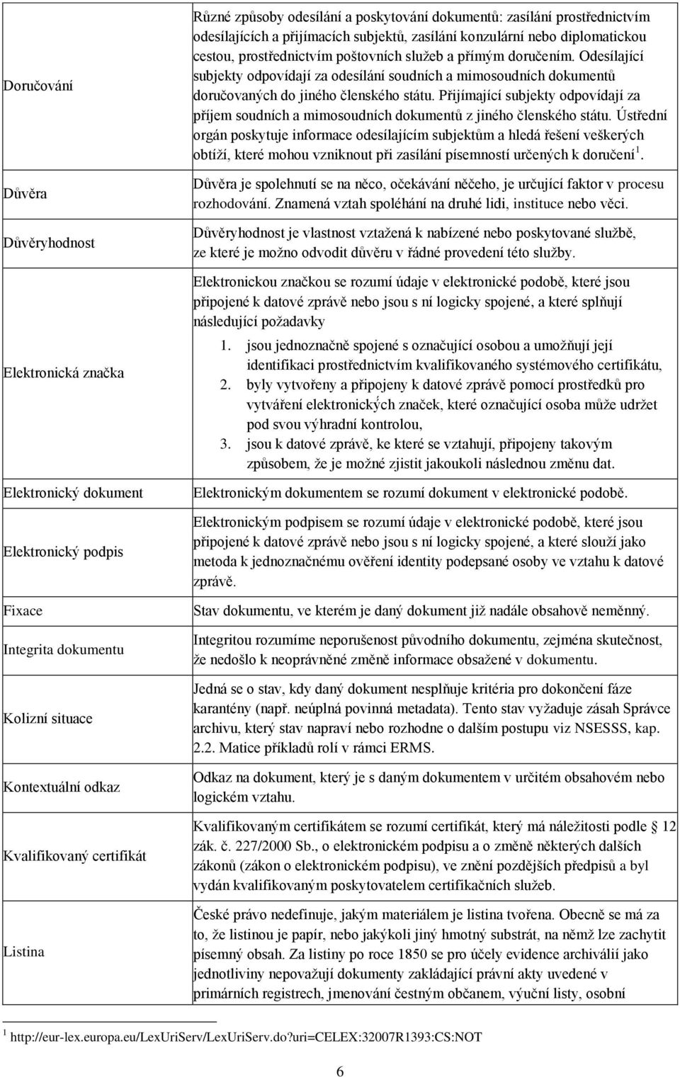 doručením. Odesílající subjekty odpovídají za odesílání soudních a mimosoudních dokumentů doručovaných do jiného členského státu.