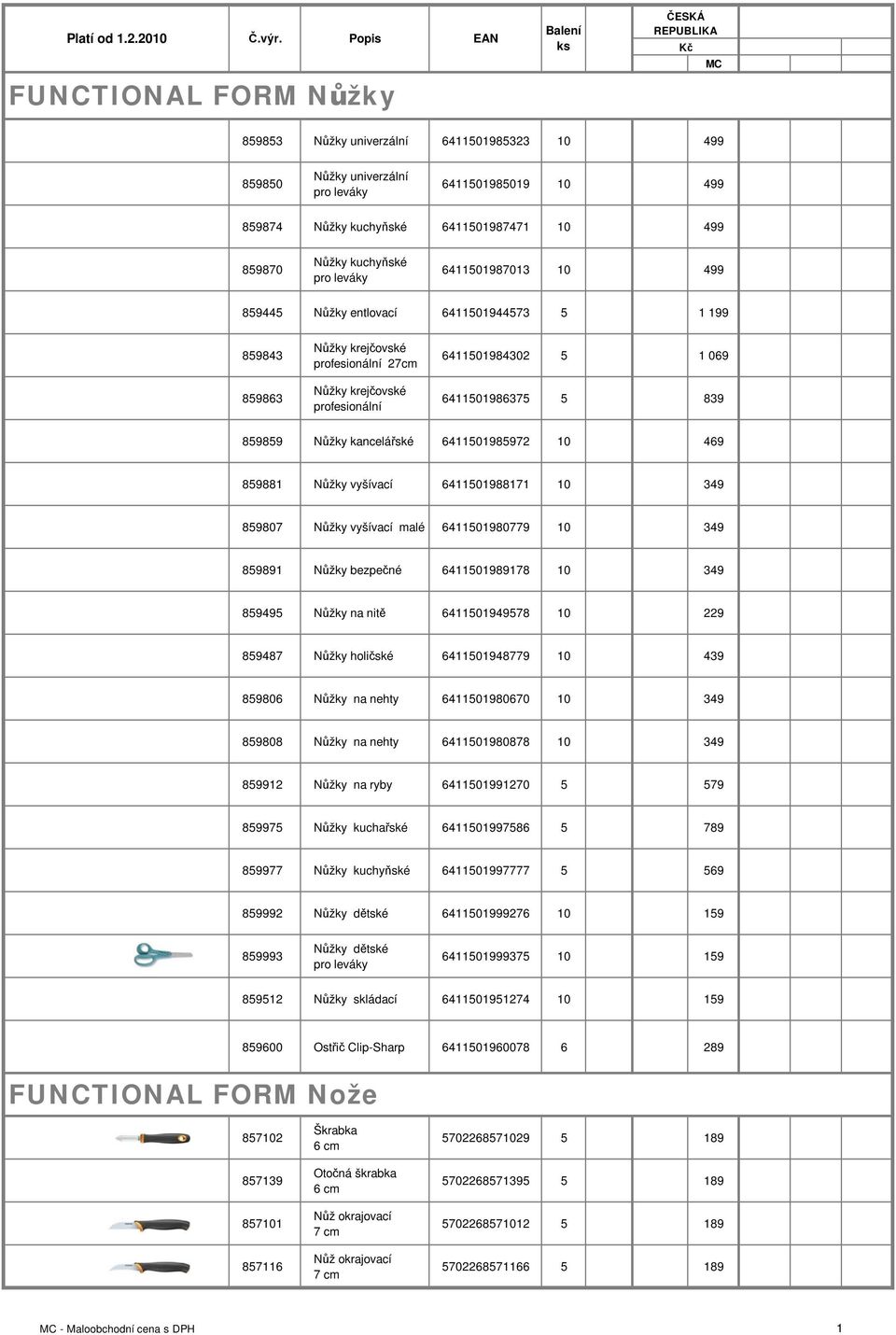 859859 Nůžky kancelářské 6411501985972 10 469 859881 Nůžky vyšívací 6411501988171 10 349 859807 Nůžky vyšívací malé 6411501980779 10 349 859891 Nůžky bezpečné 6411501989178 10 349 859495 Nůžky na