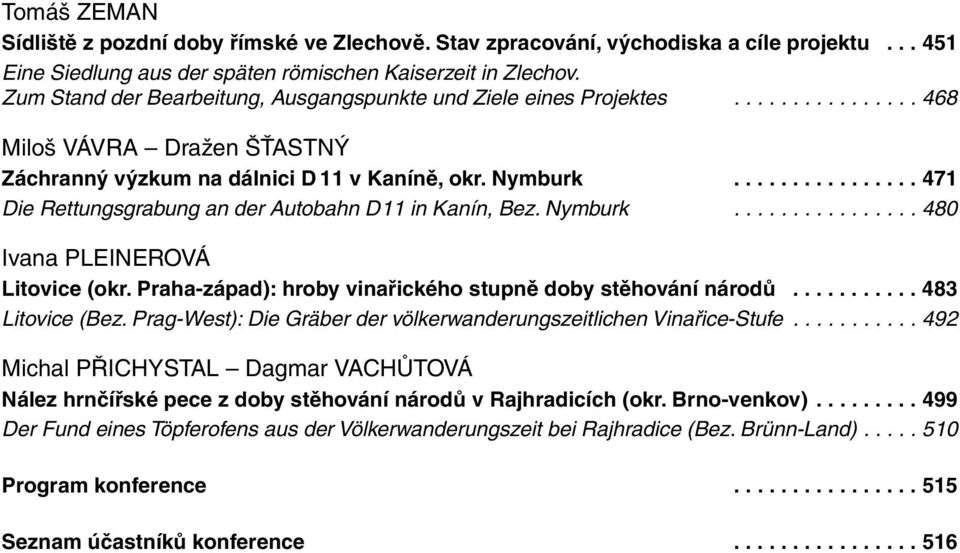 ............... 471 Die Rettungsgrabung an der Autobahn D11 in Kanín, Bez. Nymburk................ 480 Ivana PLEINEROVÁ Litovice (okr. Praha-západ): hroby vinařického stupně doby stěhování národů.