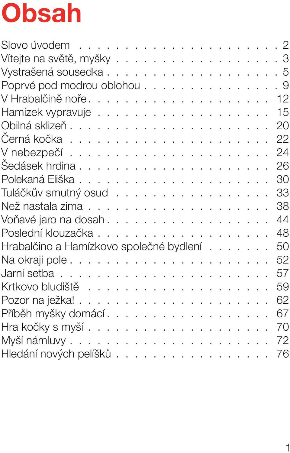 nastala zima 38 Voňavé jaro na dosah 44 Poslední klouzačka 48 Hrabalčino a Hamízkovo společné bydlení 50 Na okraji pole 52 Jarní