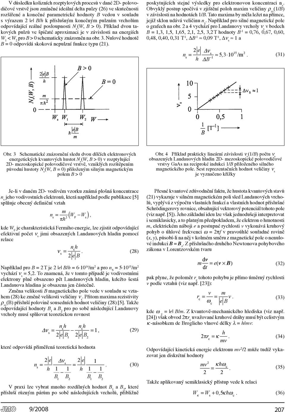 Příklad dvou takových pulzů ve špičaté aproximaci je v závislosti na energiích W 1 < W pro B > schematicky znázorněn na obr. 3. Nulové hodnotě B = odpovídá skoková nepulzní funkce typu (1).