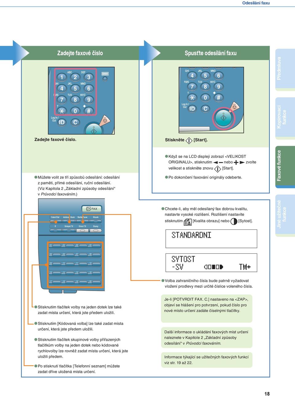 ) Coded Dial 2 3 4 5 6 7 8 9 ID Address Book 0 # C Redial/Pause Hook R Delayed TX Direct TX Stamp Stiskněte Spusťte odesílání faxu 2 3 4 5 6 7 8 9 ID [Start].