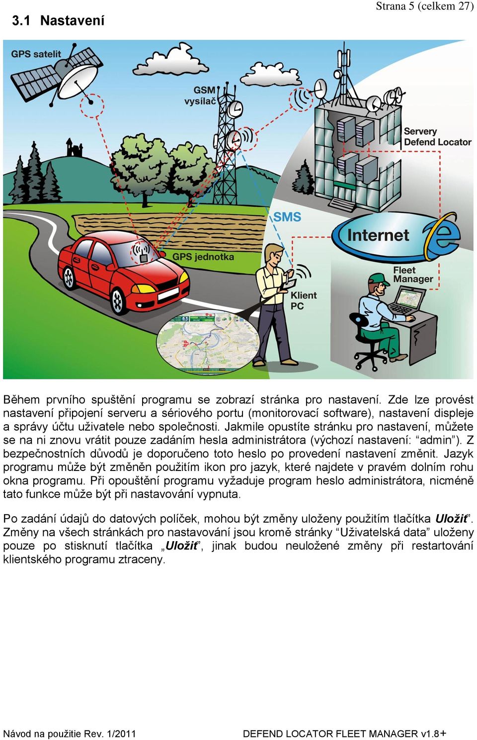 Jakmile opustíte stránku pro nastavení, můţete se na ni znovu vrátit pouze zadáním hesla administrátora (výchozí nastavení: admin ).