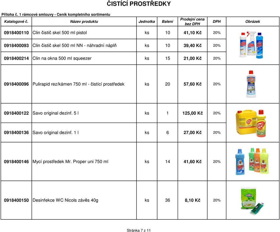 prostředek ks 20 57,60 Kč 20% 0918400122 Savo original dezinf. 5 l ks 1 125,00 Kč 20% 0918400136 Savo original dezinf.