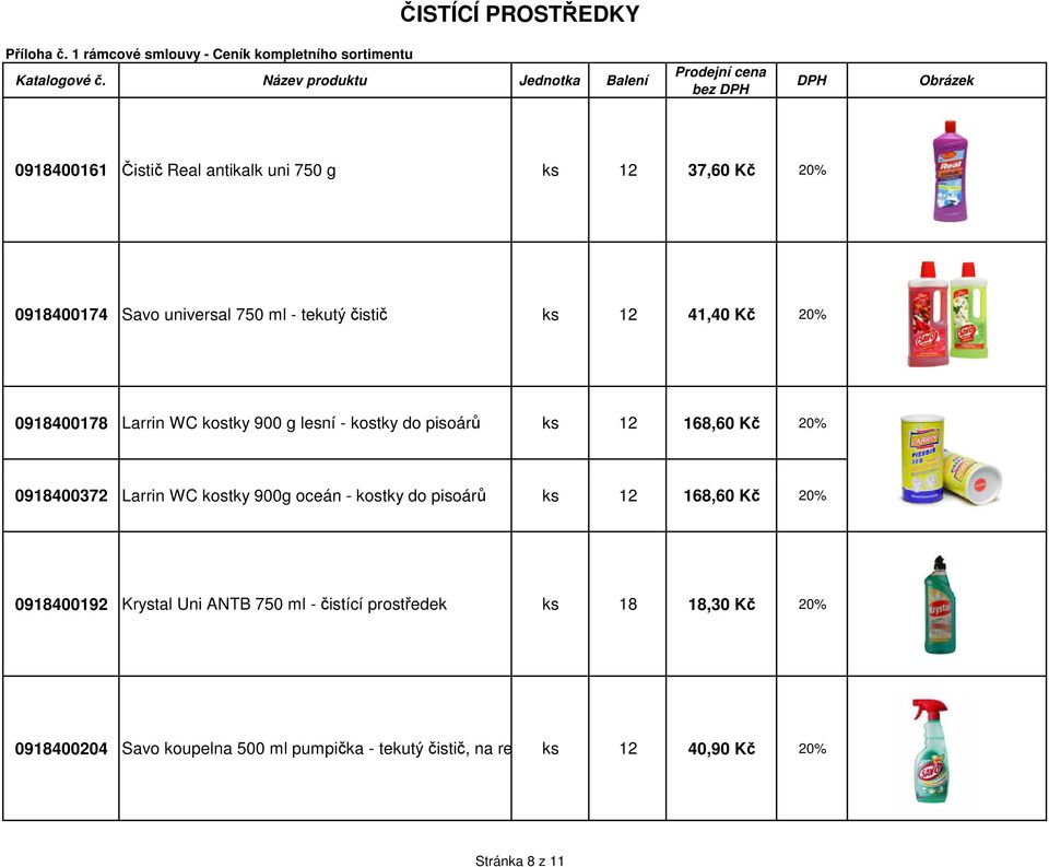 Larrin WC kostky 900g oceán - kostky do pisoárů ks 12 168,60 Kč 20% 0918400192 Krystal Uni ANTB 750 ml - čistící prostředek