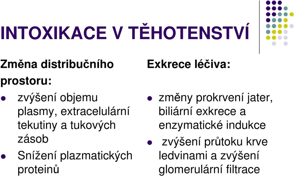 proteinů Exkrece léčiva: změny prokrvení jater, biliární exkrece a