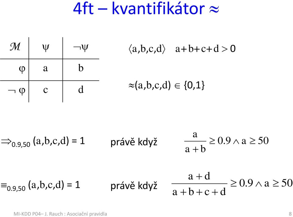 9,50 (,b,c,d) = 1 právě když b 0.9 50 0.