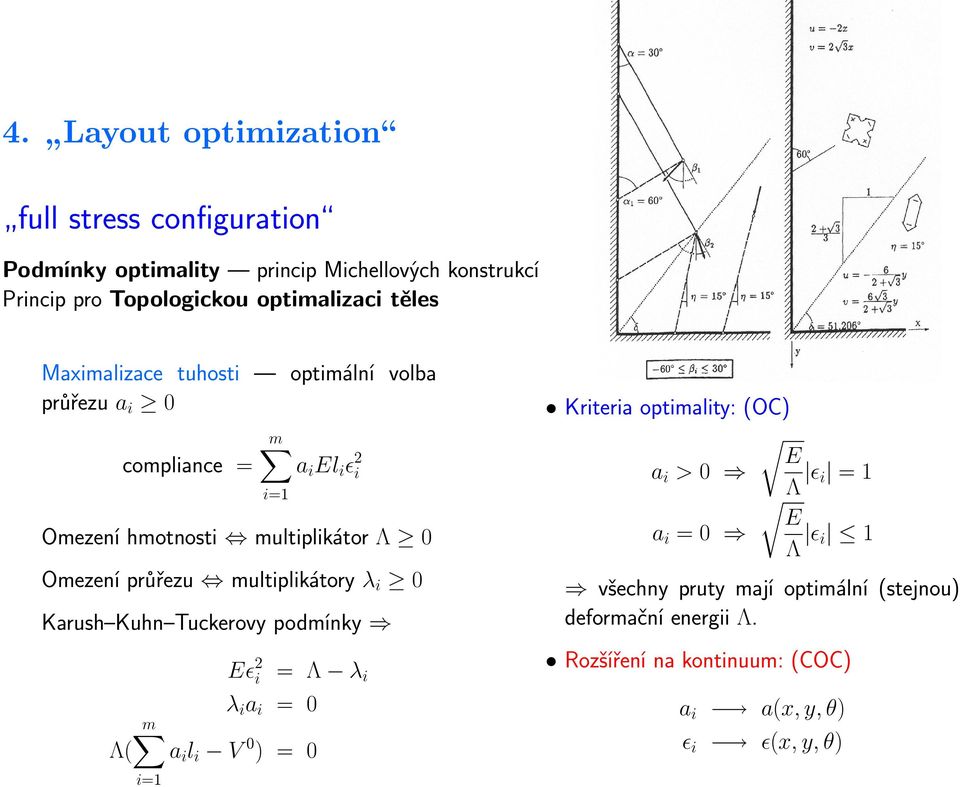 multiplikátory λ i 0 Karush Kuhn Tuckerovy podmínky Λ( Eɛ 2 i = Λ λ i λ i a i = 0 m a i l i V 0 ) = 0 i=1 Kriteria optimality: (OC) E a i > 0