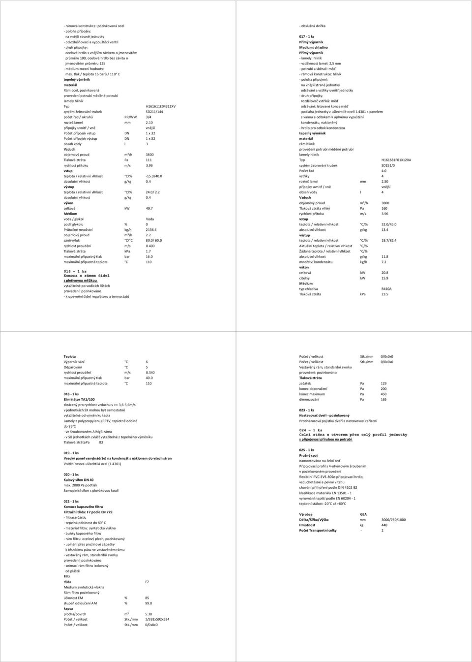 tlak / teplota 16 barů / 110 C tepelný výměník materiál Rám ocel, pozinkovaná provedení potrubí měděné potrubí lamely hliník Typ H161611E04311XV systém žebrování trubek SD211/144 počet řad / okruhů