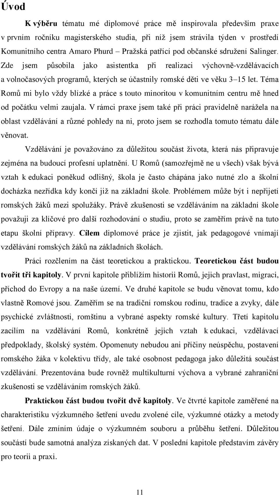 Téma Romů mi bylo vždy blízké a práce s touto minoritou v komunitním centru mě hned od počátku velmi zaujala.