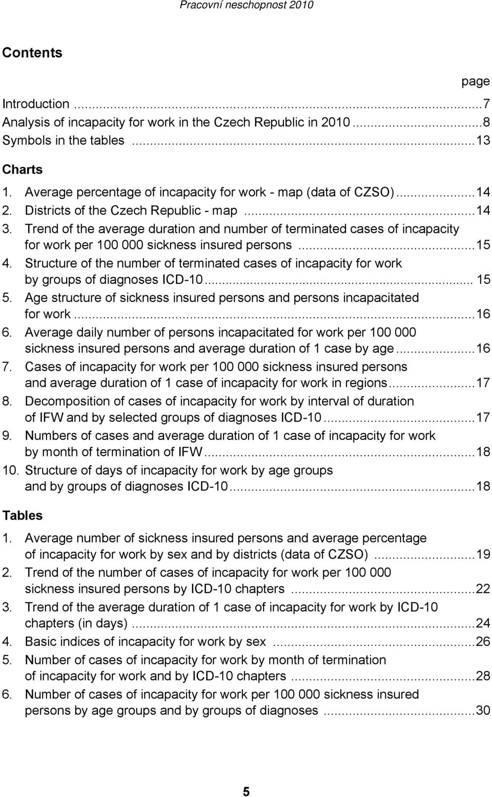 Structure of the number of terminated cases of incapacity for work by groups of diagnoses ICD-10... 15 5. Age structure of sickness insured persons and persons incapacitated for work...16 6.