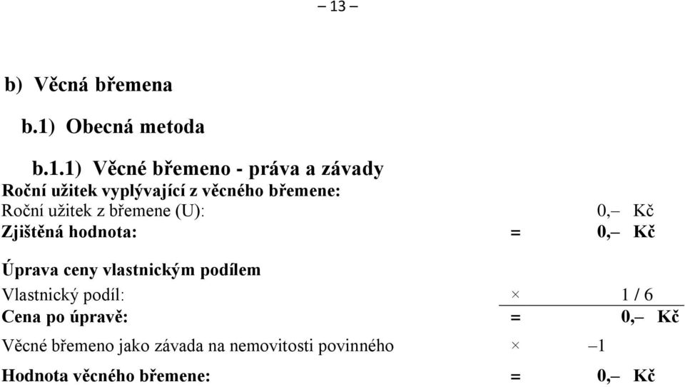 hodnota: = 0, Kč Úprava ceny vlastnickým podílem Vlastnický podíl: 1 / 6 Cena po