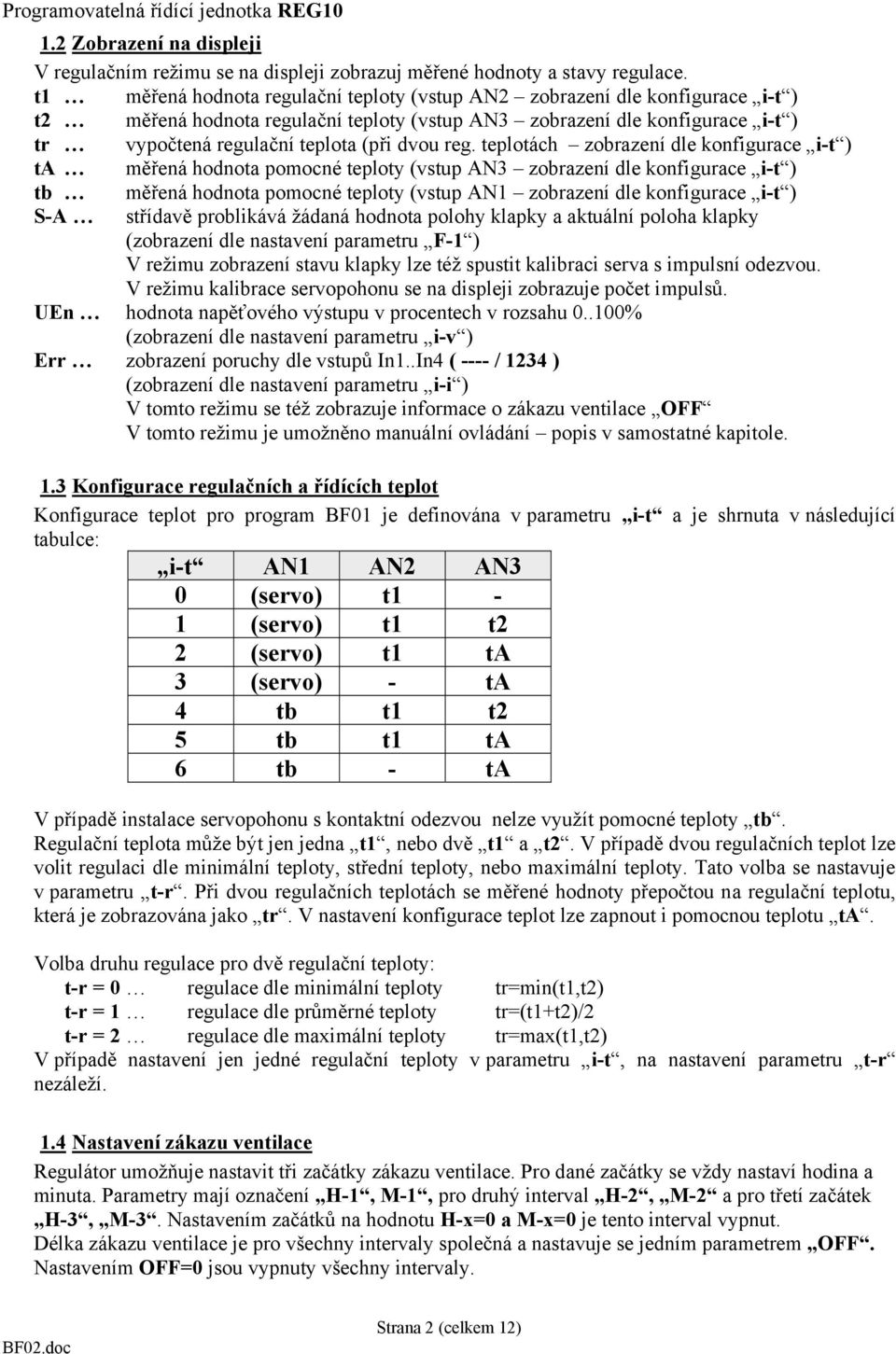 teplotách zobrazení dle konfigurace i-t ) ta měřená hodnota pomocné teploty (vstup AN3 zobrazení dle konfigurace i-t ) tb měřená hodnota pomocné teploty (vstup AN1 zobrazení dle konfigurace i-t ) S-A