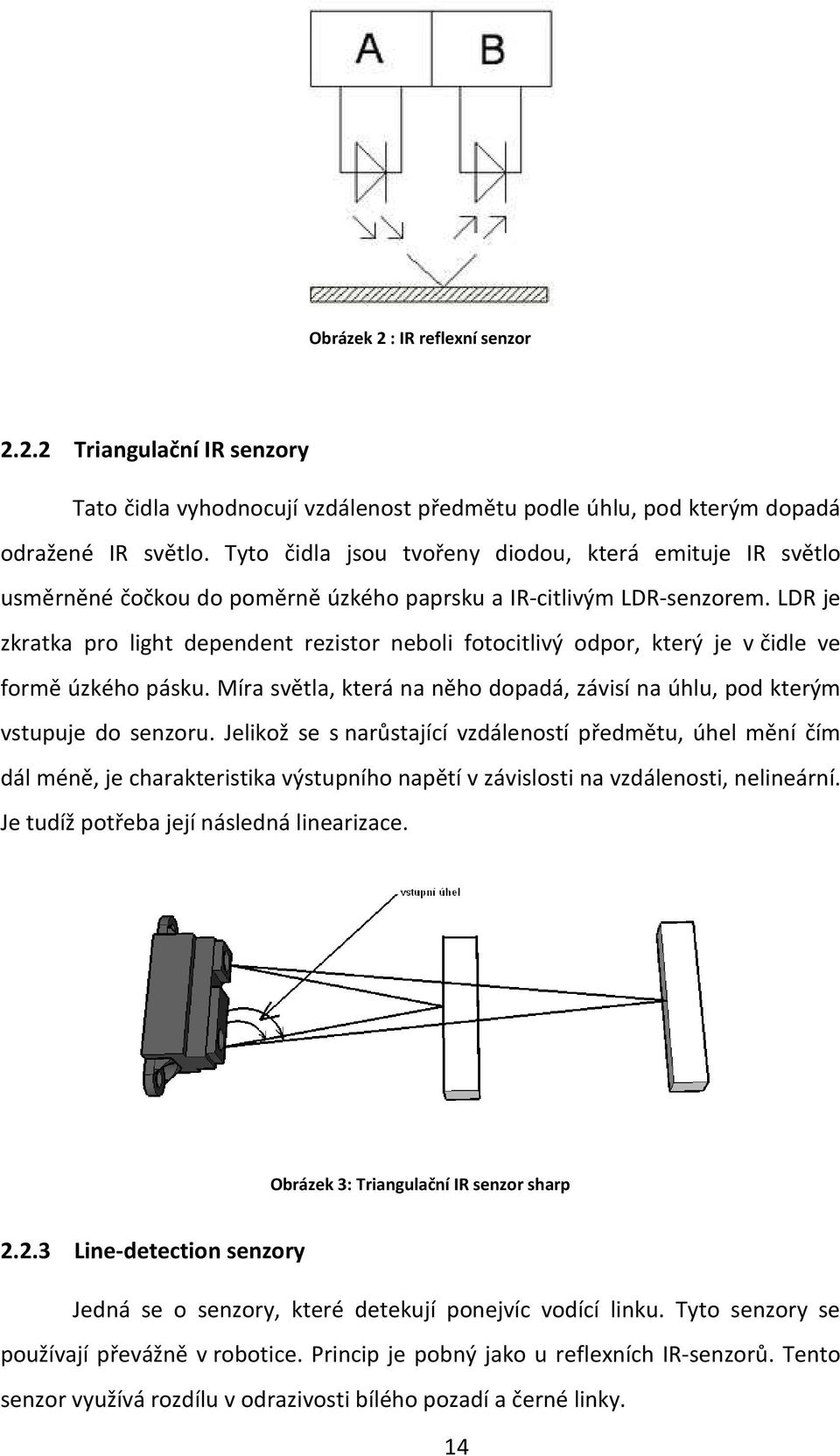 LDR je zkratka pro light dependent rezistor neboli fotocitlivý odpor, který je v čidle ve formě úzkého pásku. Míra světla, která na něho dopadá, závisí na úhlu, pod kterým vstupuje do senzoru.