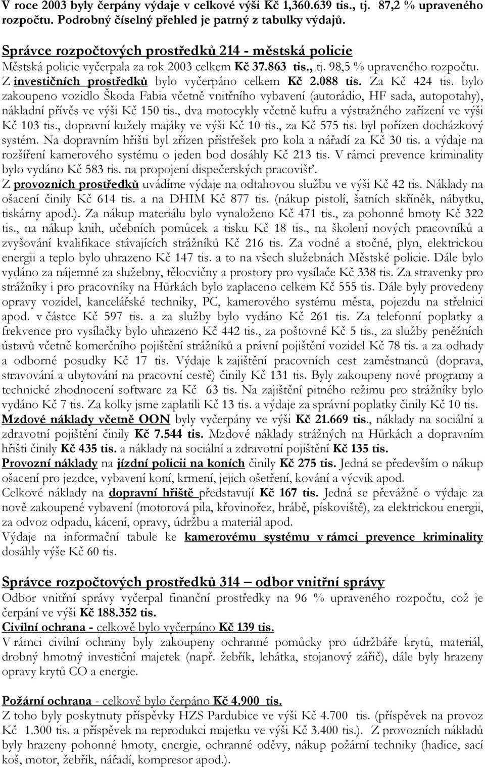 088 tis. Za Kč 424 tis. bylo zakoupeno vozidlo Škoda Fabia včetně vnitřního vybavení (autorádio, HF sada, autopotahy), nákladní přívěs ve výši Kč 150 tis.