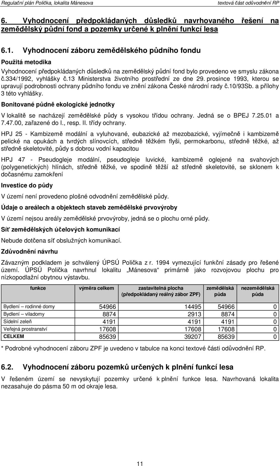 13 Ministerstva životního prostřední ze dne 29. prosince 1993, kterou se upravují podrobnosti ochrany půdního fondu ve znění zákona České národní rady č.10/93sb. a přílohy 3 této vyhlášky.