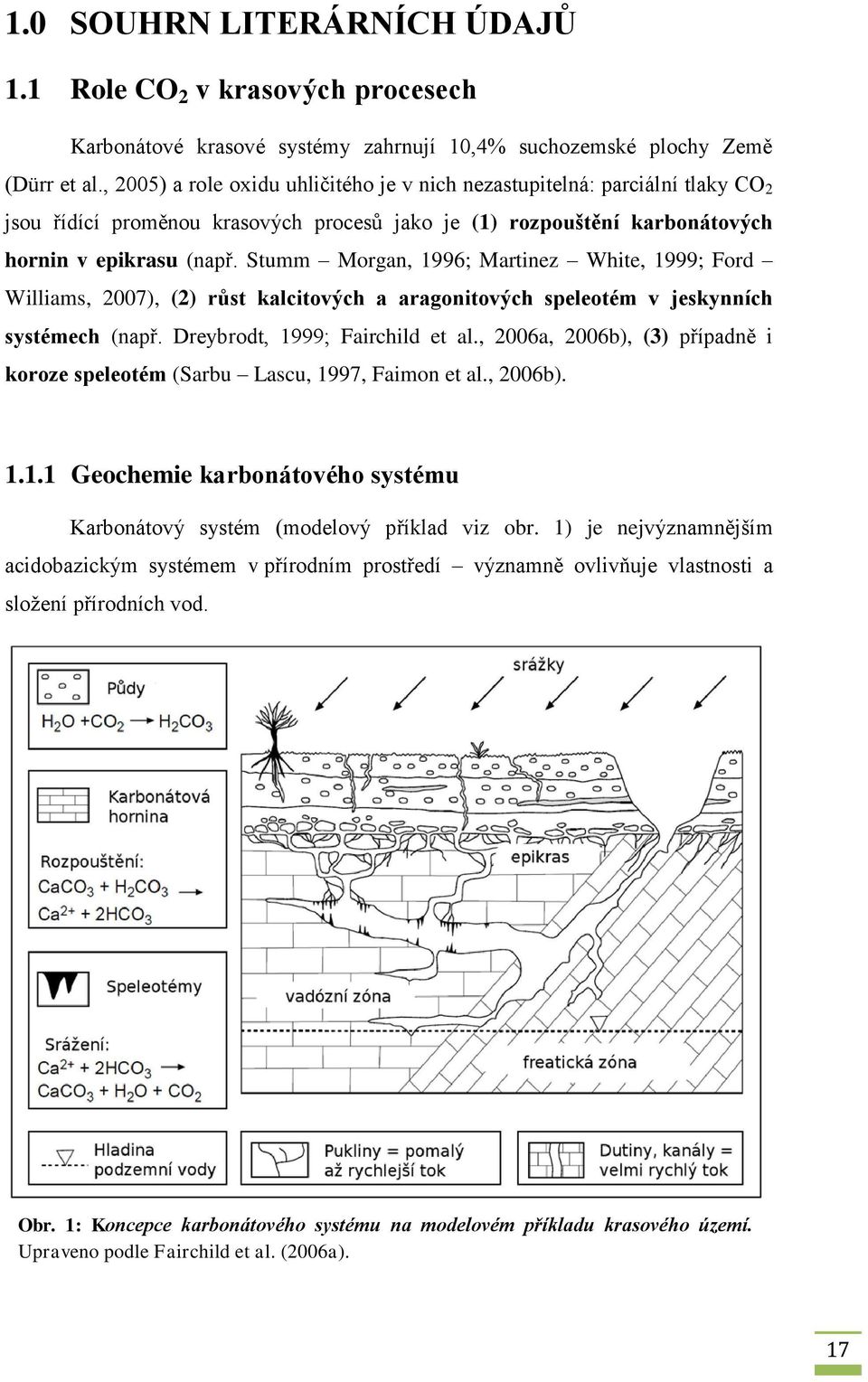 Stumm Morgan, 1996; Martinez White, 1999; Ford Williams, 2007), (2) růst kalcitových a aragonitových speleotém v jeskynních systémech (např. Dreybrodt, 1999; Fairchild et al.