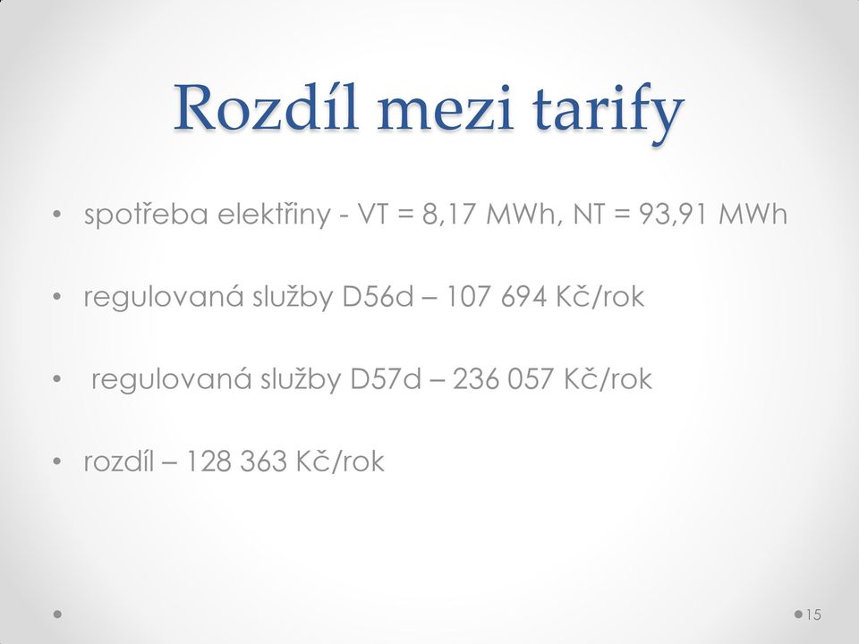 služby D56d 107 694 Kč/rok regulovaná