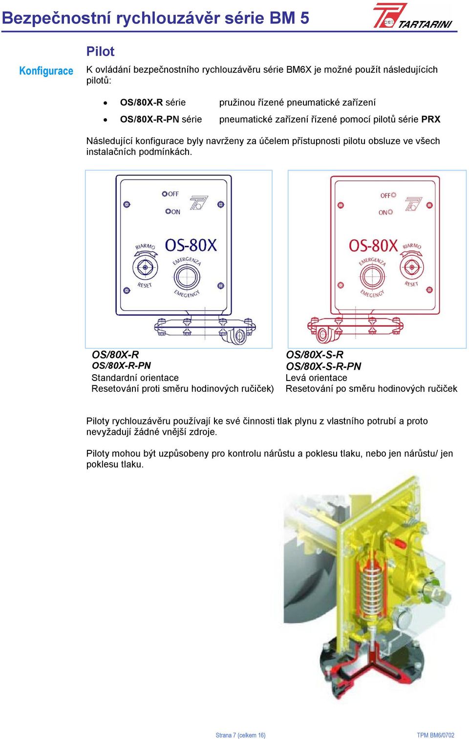 OS/80X-R OS/80X-R-PN Standardní orientace Resetování proti směru hodinových ručiček) OS/80X-S-R OS/80X-S-R-PN Levá orientace Resetování po směru hodinových ručiček Piloty rychlouzávěru