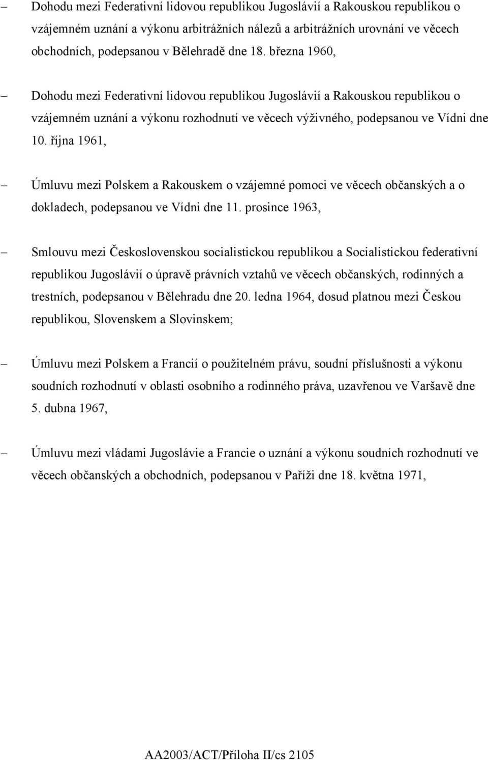 října 1961, Úmluvu mezi Polskem a Rakouskem o vzájemné pomoci ve věcech občanských a o dokladech, podepsanou ve Vídni dne 11.