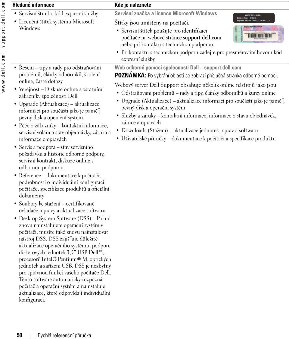 com Hledané informace Servisní štítek a kód expresní služby Licenční štítek systému Microsoft Windows Řešení tipy a rady pro odstraňování problémů, články odborníků, školení online, časté dotazy