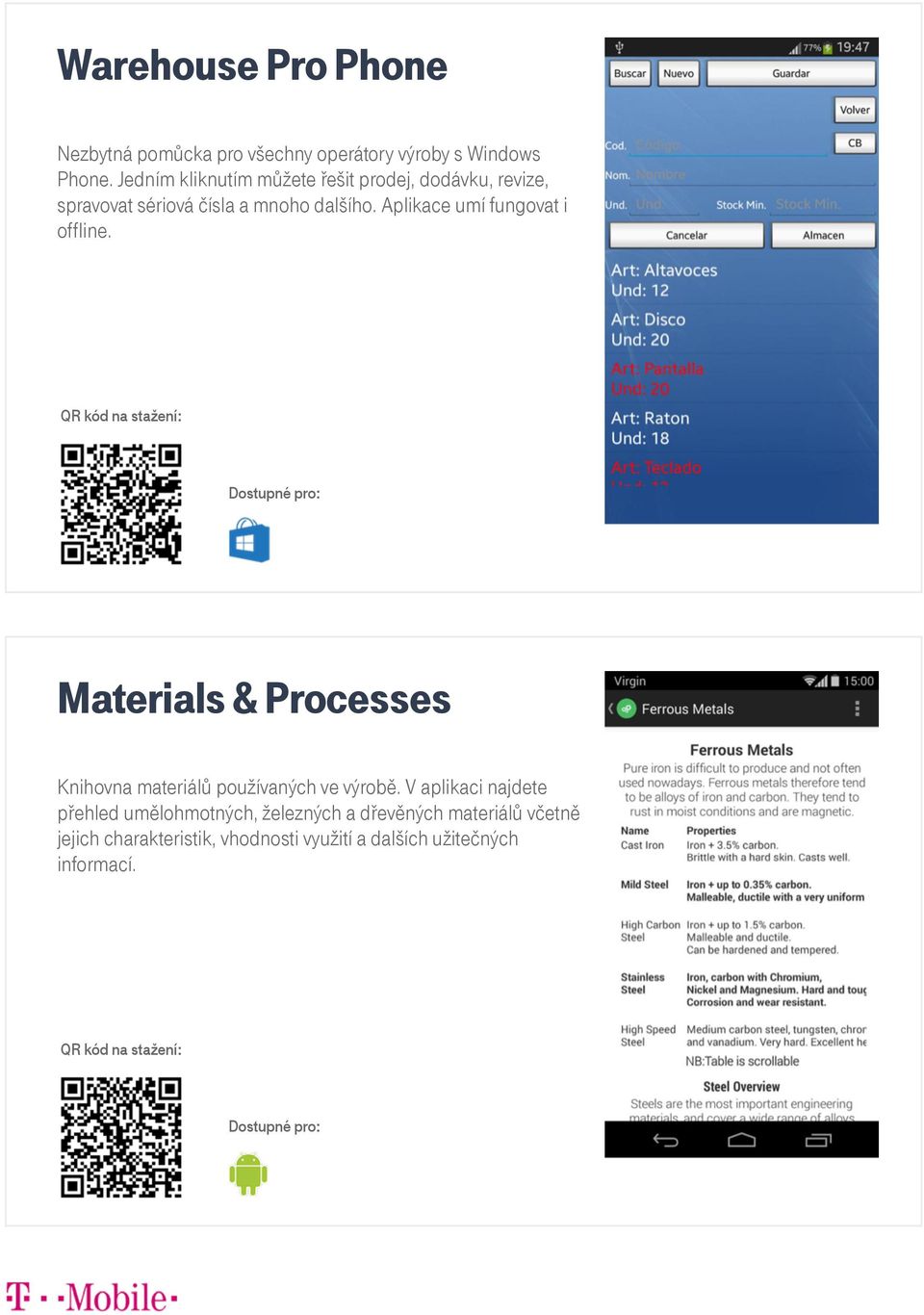 Aplikace umí fungovat i offline. Materials & Processes Knihovna materiálů používaných ve výrobě.