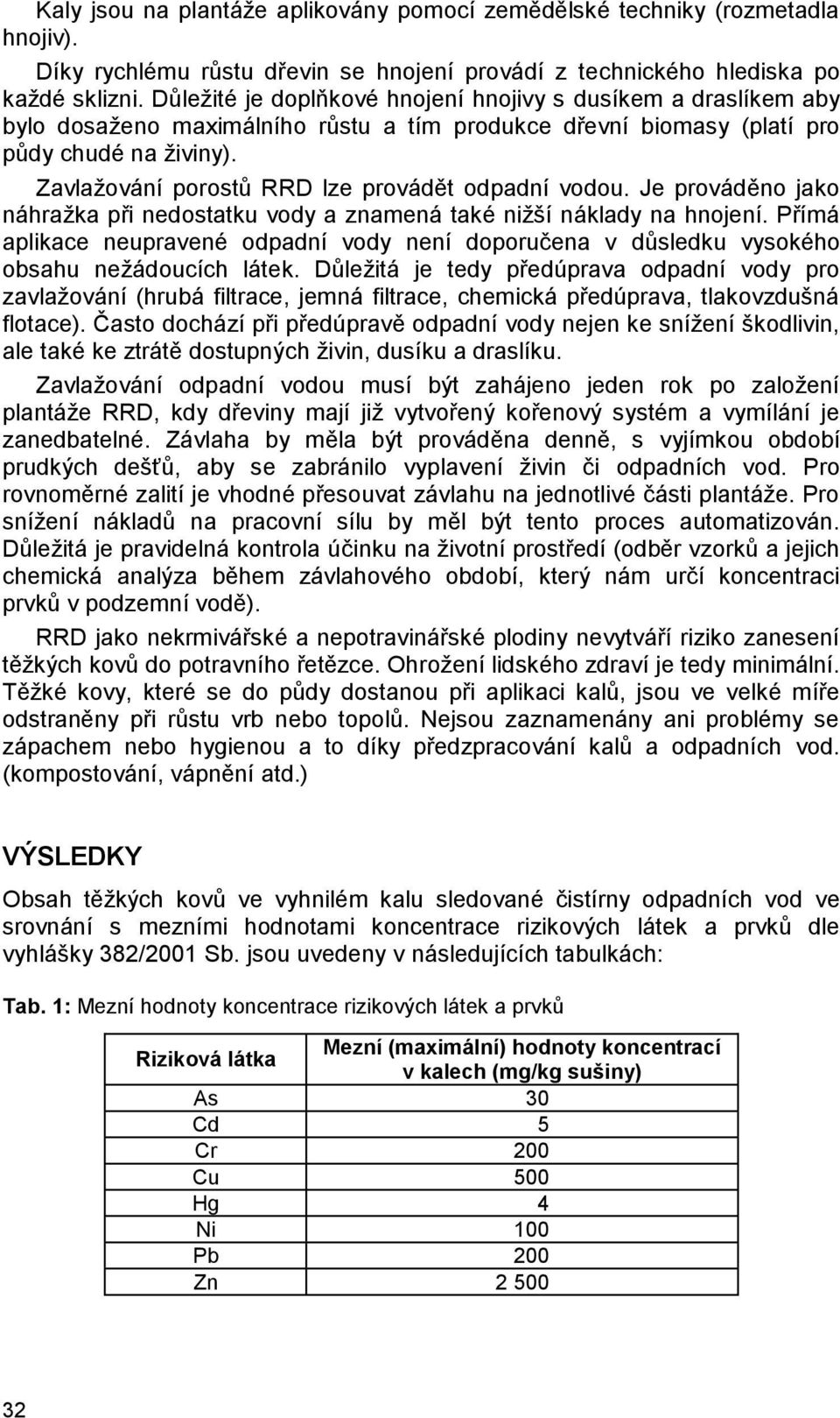 Zavlažování porostů RRD lze provádět odpadní vodou. Je prováděno jako náhražka při nedostatku vody a znamená také nižší náklady na hnojení.