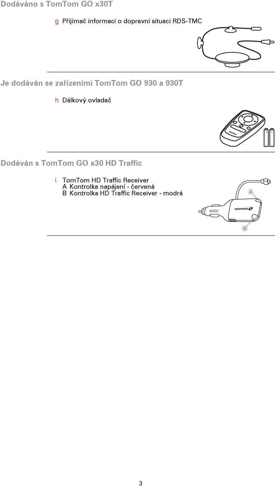 ovladač Dodáván s TomTom GO x30 HD Traffic i TomTom HD Traffic