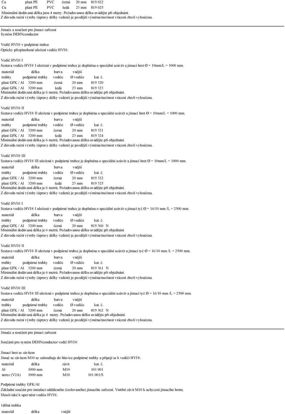 izp$sobené ulo&ení vodi"e HVI. Vodi" HVI I Sestava vodi"e HVI I ulo&ená v podp$rné trubce je dopln%na o speciální uzáv%r a jímací hrot Ø = 10mm/L = 1000 mm.